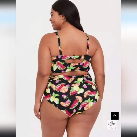 TORRID | Black & Multi Fruit Lattice Push-Up Balconette Bikini Top Sz 3X - Picture 3 of 7